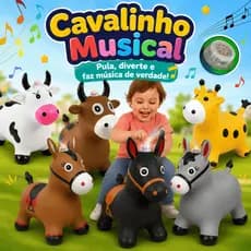 Pula Pula Inflável Infantil Cavalinho Upa Upa com Luz e Som Divertido Vaquinha Girafa