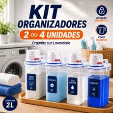 Kit 2ou4 Pote Hermetico Lavanderia Sabão Amaciante Limpeza