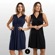 KIt 2 Camisola BOTÃO Amamentação Parto Vestido Maternidade Gestante Grávida Conforto Maternidade Mãe