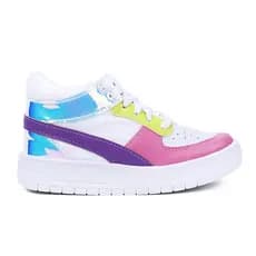 Tênis Infantil Menina Fashion Casual Cano Médio Refletivo Recortes