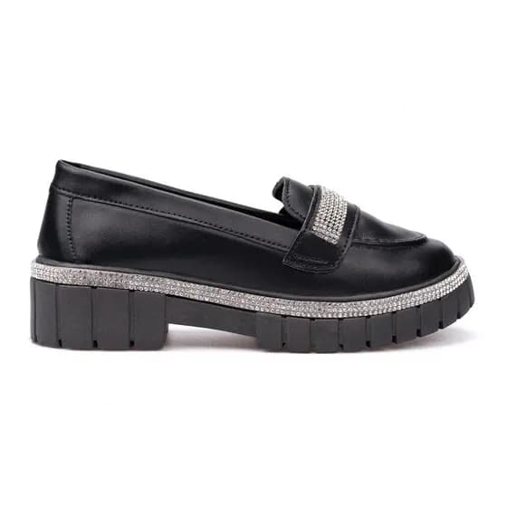 Sapato Mocassim Infantil Feminino Tratorado Mary Jane Strass Menina Fashion