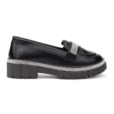 Sapato Mocassim Infantil Feminino Tratorado Mary Jane Strass Menina Fashion
