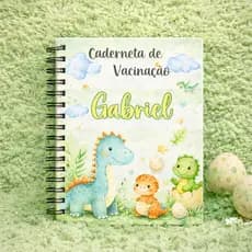 Caderneta de Vacinação Personalizada Dinossauro | Dinossauro Cute | Produto Exclusivo