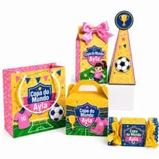 Kit Festa Futebol Infantil Personalizado | Copa 2026 Brasil | Caixinhas Pegue e Monte