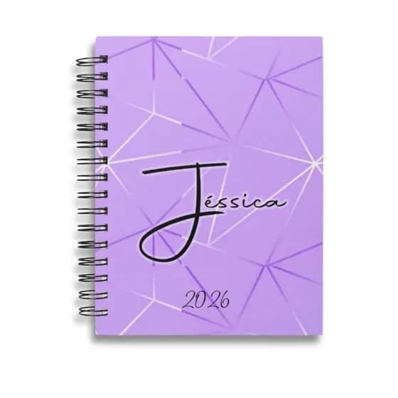 Agenda 2026 Personalizada com Nome | Capa Laminada Holográfica, Fosca ou Brilho