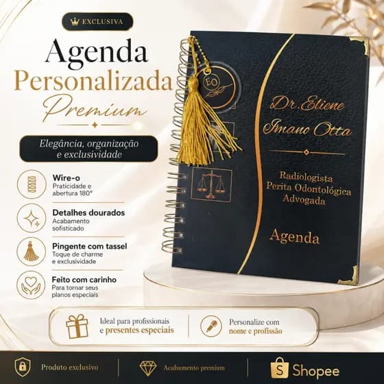 Agenda Personalizada 2027 Premium com Nome e Profissão | Capa Dura, Wire-o