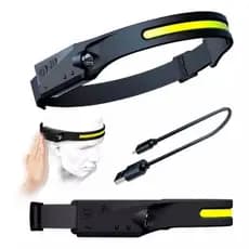 Lanterna de Cabeça Recarregável Led Corpo Motion Camping Torch Light Lamp Com Usb