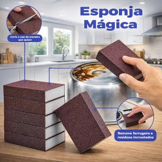Esponja Mágica Remove Ferrugem e Risco para Forno Panela Inox