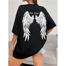 Camiseta Streetwear Estilo de Rua Asa de anjo escuro Algodão