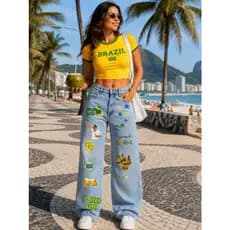 Adesivo DTF Copa do Mundo BRASIL | Termocolante Calça Jaqueta Camisa pronto para usar.