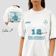 Camiseta Formula Kimi Antonelli Piloto Mercedes Camisa Algodão