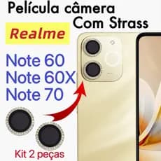 KIT 2 peças Película de câmera Diamante Para Motorola Note 60/60X /Note 70 protege lentes com Strass Brilhante Brilho