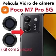 Kit 2 peças De Câmera Para Xiaomi Poco M7 Pro 5G Protetor De Lente do celular Vidro Temperado Com Anel De Metal