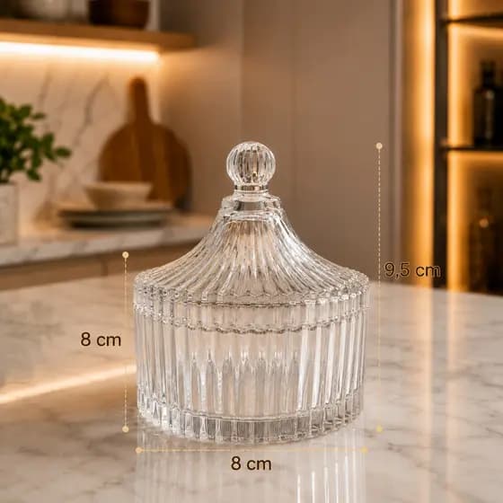 Potiche de Cristal Lyor com Tampa 8x8x9,5cm Decorativo Luxo Premium Frete Grátis