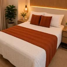 Kit Peseira Tricô para Cama Casal 200x60 + 2 Capas Almofada 45x45 | Decoração Quarto Luxo Premium