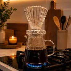 Jarra de Café Vidro 500ml Wincy com Suporte para Coador Vai ao Fogo 2 Peças Frete Grátis