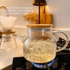 Chaleira de Vidro 1 Litro Wolff Resistente ao Fogo para Chá Café Leite Fogão Design Premium Frete Grátis
