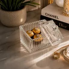Potiche de Vidro Decorativo 7,5x7,5x7,5cm Porta Bombons Joias Cristal premiun