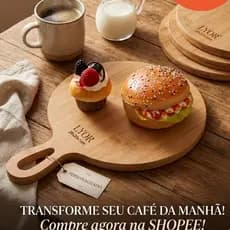 Tábua de Servir Redonda em Bambu 28cm com Cabo - Lyor -