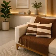 Kit Manta para Sofá 150x100 Siena + 2 Capas Almofada 45x45 | Manta Decorativa Tricô Luxo Sala Moderna Premium