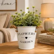 Vaso Decorativo de Metal com Alça Wolff Cachepot Branco para Flores Plantas Decoração Frete Grátis