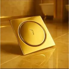 Ralo Dourado Click 10x10 Veda Cheiro Brilhante De Banheiro Luxuoso Aço Resistente Inteligente 15416