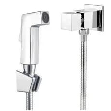 Kit Ducha Higienica Luxo Metal Quadrado Prata 1/4 Volta Gatilho em ABS 15083