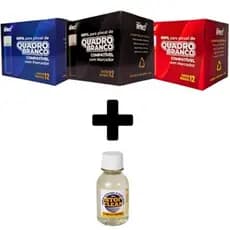 Kit 3 Caixas Refil Tinta Para Pincel Marcador Quadro Branco Total 36 Unidades Azul Vermelho Preto Recarga Premium