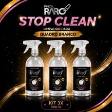 Kit 3 Limpador Para Quadro Branco Escolar Stop Clean Pincel Raro 500ml Remove Tinta Marcador Caneta e Fita Adesiva Spray