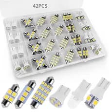 Kit 42PCS Lâmpada LED Universal para Interior de Carro, Luz de Mapa, Porta, Placa de Licença