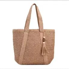 Bolsa da Palha Verão Grande Capacidade Tote Bolsa Feminina Bolsa de Ombro Feita à Mão Fresca Rural Portátil Grama Tecida