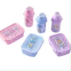 Kit Marmita Infantil Tutu Family + Garrafinha Canudo De Silicone E 2 Talheres