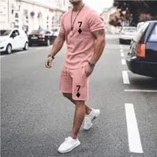 Conjunto Masculino Camisa e Short Moletom 7 Ouro(podendo haver alguma diferença nos tons de cor