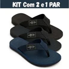 Kit Com 2 E 1 Par Chinelo Masculino Antiderrapante Confortável Sandália Masculina Chinelo Mascolino