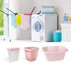 Kit Lavanderia Lava Roupas Com Bacia Balde E Porta Sabão Em Pó UZ Envio Imediato