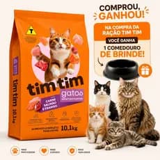 Ração Para Gatos 10kg Tim Tim Cat Premium Carne Salmão Frango Alta Aceitação Alimento Completo
