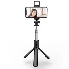 Bastão de Selfie Portátil com Trípe Sem Fio Bluetooth Profissional 360 Com Luz Para celular