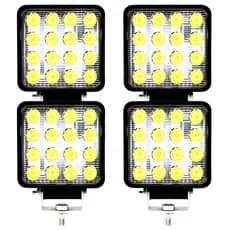 Kit 4 Farol Milha 16 Led 48w 12v/24v Quadrad Off-road 6000k