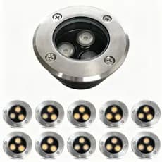 Kit10 Balizador Spot Led Embutir Chão Piso Jardim 3w Branco Quente Lâmpada Luminária Bivolt Blindado Prova D'água