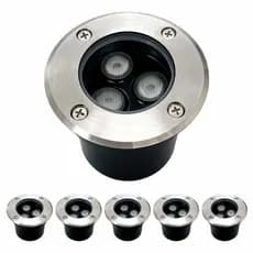 Kit5 Balizador Spot Led Embutir Chão Piso Jardim 3w Branco Quente Lâmpada Luminária Bivolt Blindado Prova D'água