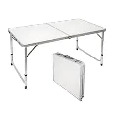 Mesa Dobrável de Alumínio 120x60cm com Tampo MDF e Alça para Camping