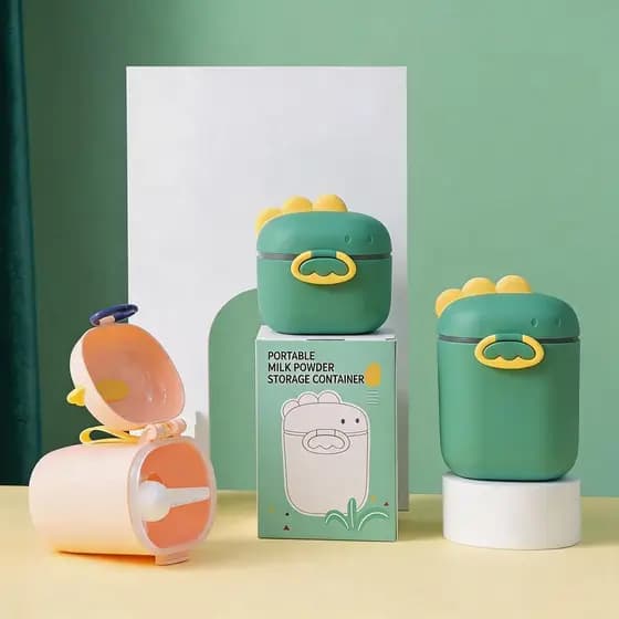 Porta Leite em Pó Portátil Com Dosador e Nivelador Bebe Infantil Pote Marmita Biscoito Frutas