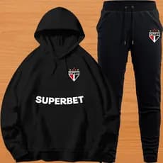 Conjunto Moletom Unissex Adulto Blusa de Frio Canguru e Calça Personalizada Estampa TIMES BRASILEIRO SP