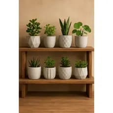 KIT 8 UNIDADES DE VASINHO DECORATIVO DE GESSO, PARA PLANTAS ARTIFICIAS