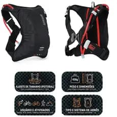 Mochila de Hidratação USWE Outlander XC 4L Preta para Bike MTB Moto Trail Running Enduro