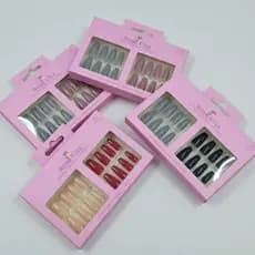Kit 48 Unhas Postiças Com Adesivo Dupla Face Rose Kiss