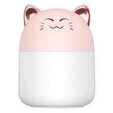 Mini Umidificador Purificador De Ar Ambiente Com Luz LED 250ml Gatinho Rosa