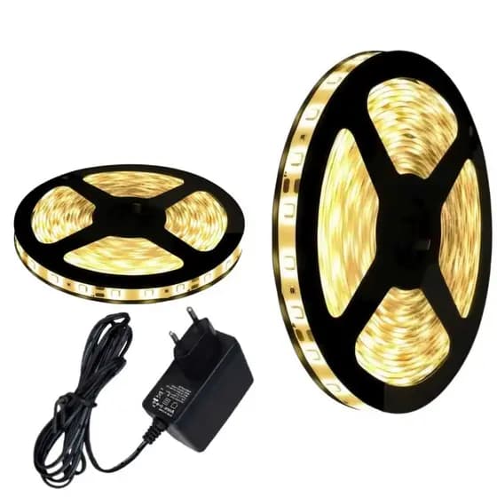 Fita Led 5050 5M C/silicone Ip65 Branco Quente 3000k + Fonte 12V