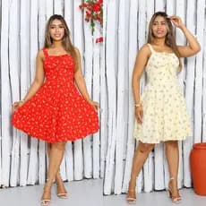 Vestido Duna Feminino Alça Grossa c/ Bojo Liso e Estampado
