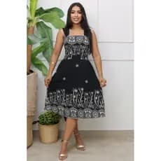 Vestido Feminino Elegante Casual Damaris Midi Barrado